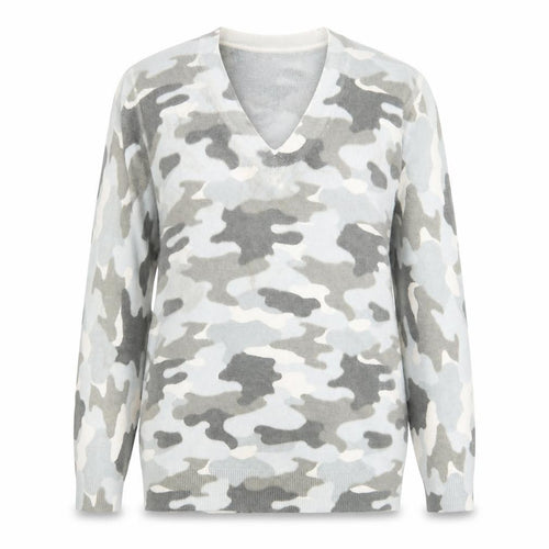 Marks and Spencer Womens Beige V-Neck Camouflage Acrylic Pullover Jumper Size S