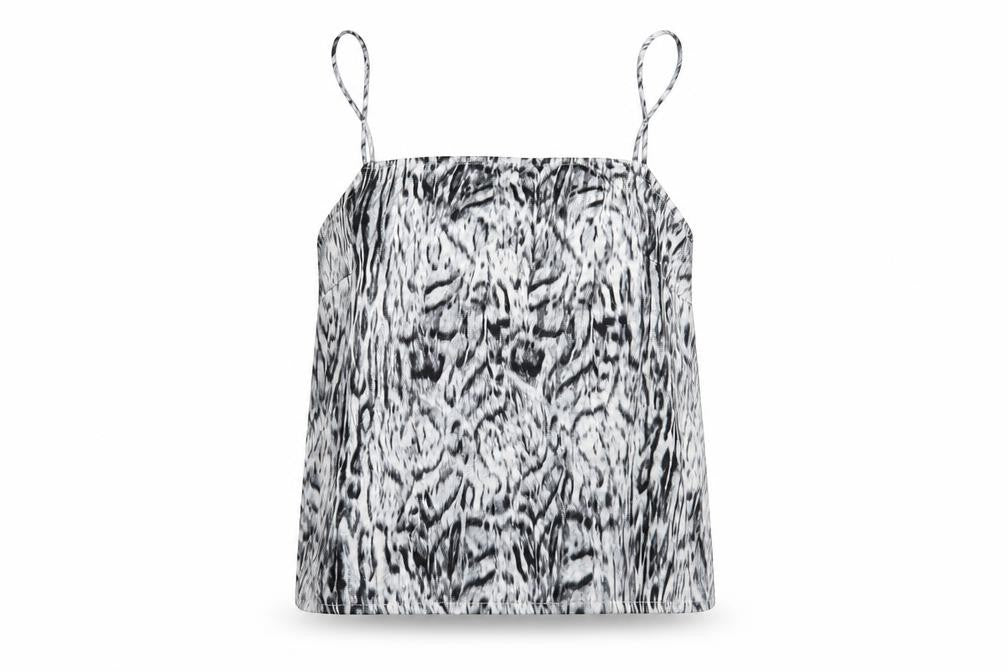 Topshop Womens Grey Animal Print Polyester Camisole Blouse Size M Square Neck