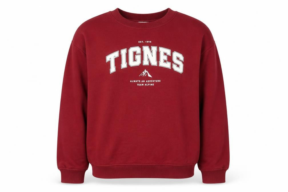 Front view of H&M boys’ red cotton pullover sweatshirt, size 10, years pullover - tignes
