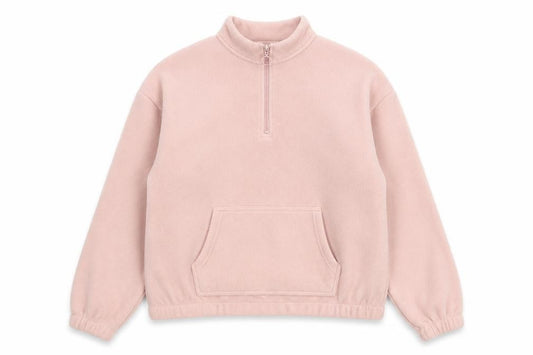 Front view of Select women’s pink polyester pullover sweatshirt, size S, zip