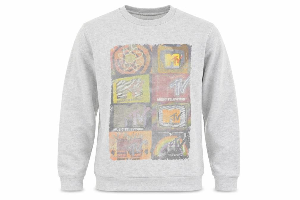 Front view of Topman men’s grey cotton pullover sweatshirt, size M, - mtv