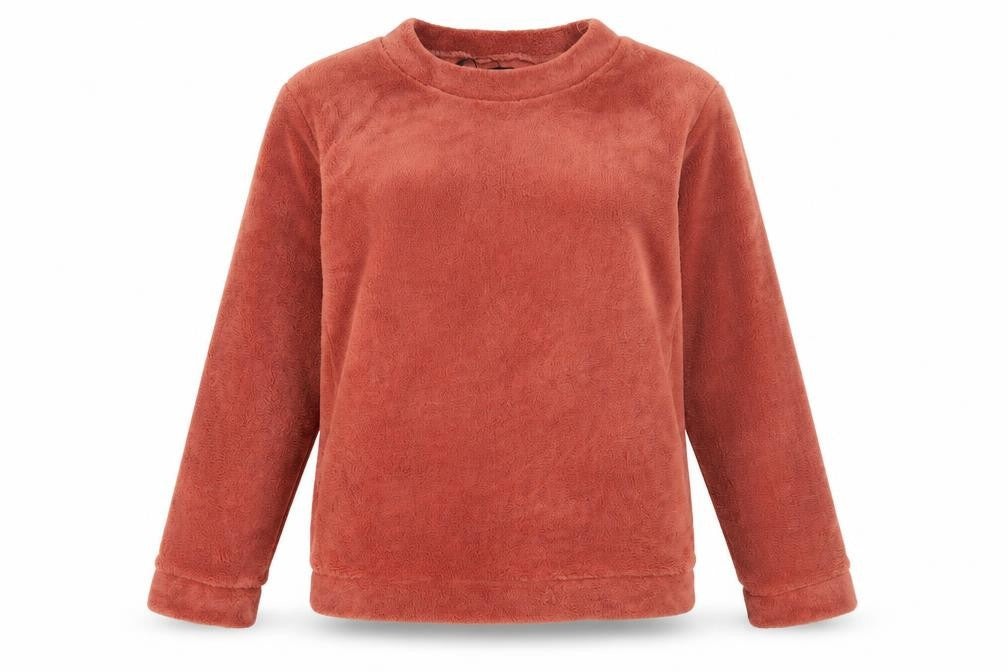 Front view of City Comfort women’s pink polyester pullover sweatshirt, size S, pullover