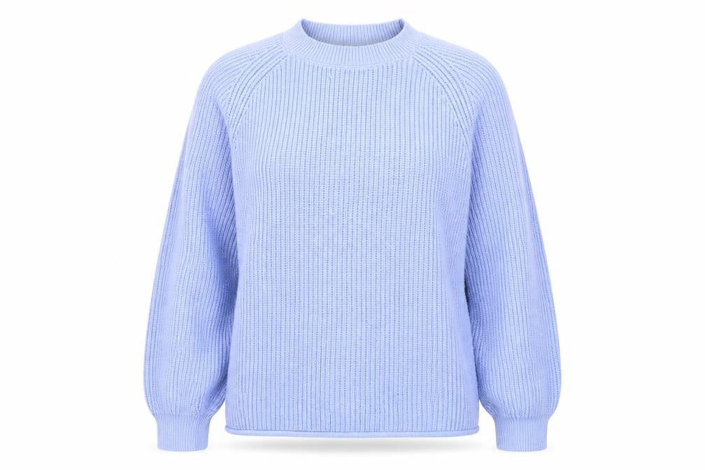 Front view of Matalan women’s blue round neck polyester jumper, size M