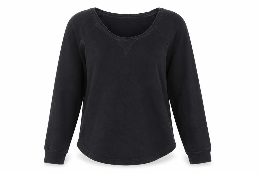 Front view of Splendid women’s blue scoop neck cotton jumper, size XS