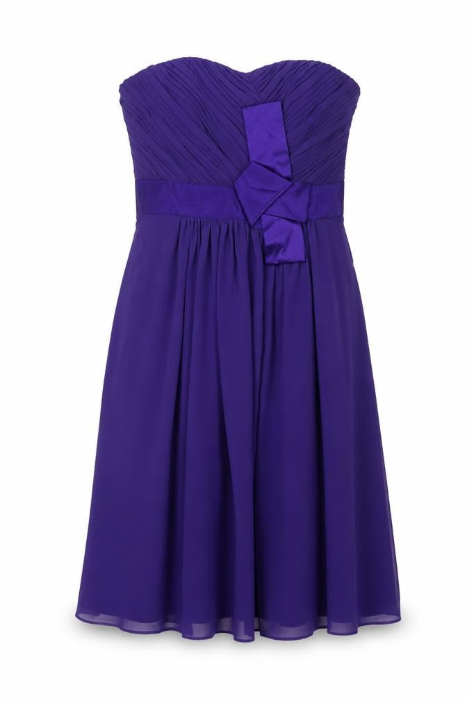 Front view of Coast women’s purple polyester a-line, size UK 8, sweetheart zip