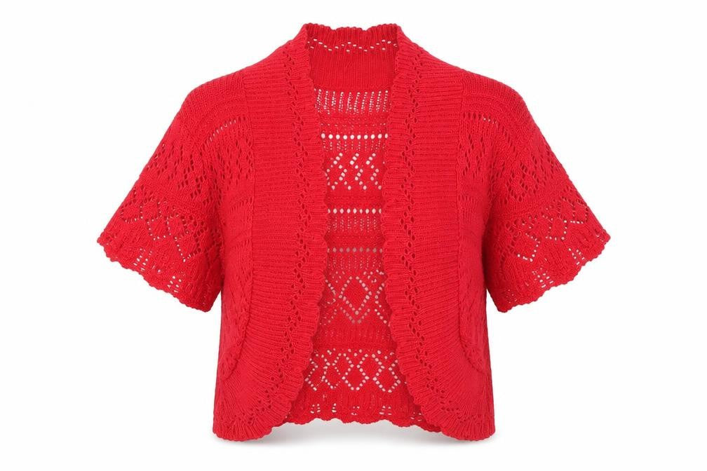Figaro Womens Red V-Neck Cotton Cardigan Jumper Size S
