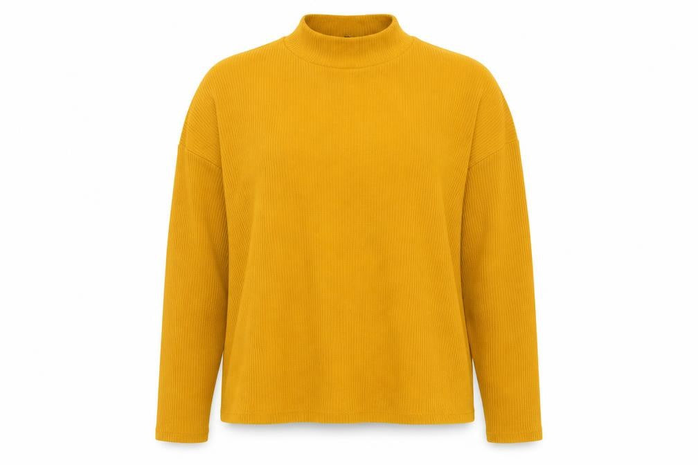 Front view of Divided women’s yellow high neck polyester jumper, size L
