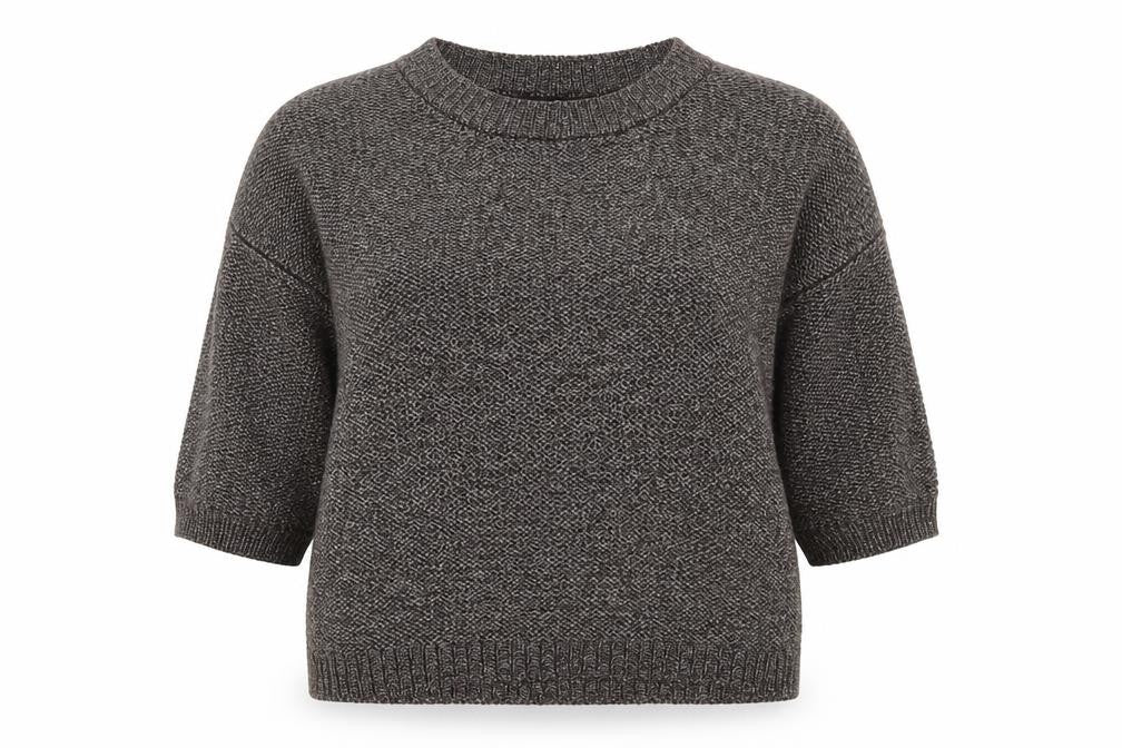 Front view of Atmosphere women’s brown round neck acrylic jumper, size UK 14