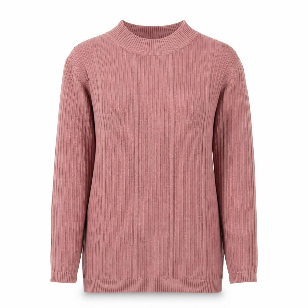 Front view of Peacocks women’s pink crew neck viscose jumper, size UK 8