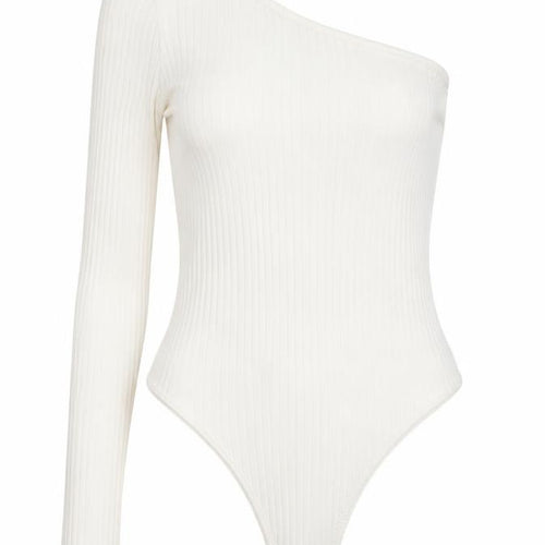 Boohoo Womens White Viscose Bodysuit One-Piece Size 10 Snap
