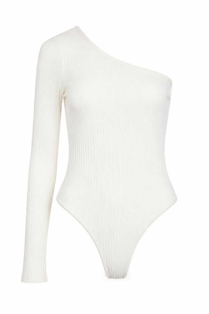 Boohoo Womens White Viscose Bodysuit One-Piece Size 10 Snap