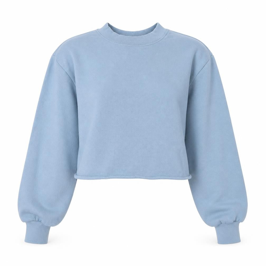 Front view of Divided women’s blue cotton pullover sweatshirt, size XS, pullover - cropped.