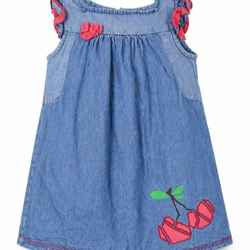 Antoni & Alison Girls Blue Cotton Shift Size 2-3 Years Round Neck Button