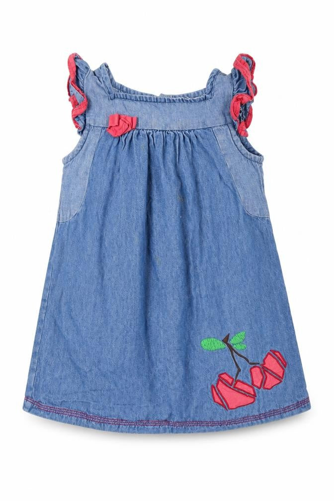 Antoni & Alison Girls Blue Cotton Shift Size 2-3 Years Round Neck Button