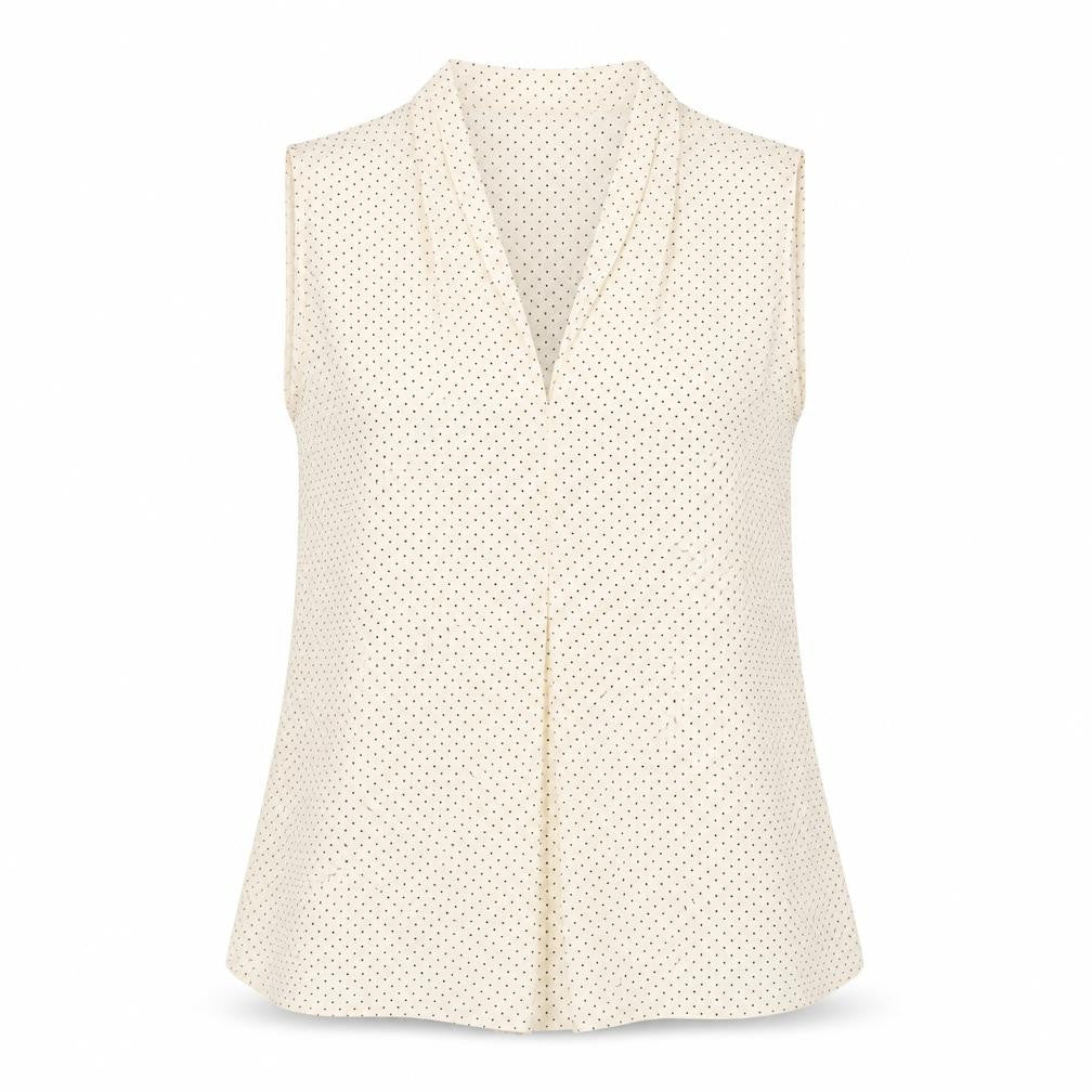 Front view of Primark women’s beige polka dot polyester basic blouse, size UK 8, v-neck