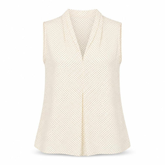 Front view of Primark women’s beige polka dot polyester basic blouse, size UK 8, v-neck