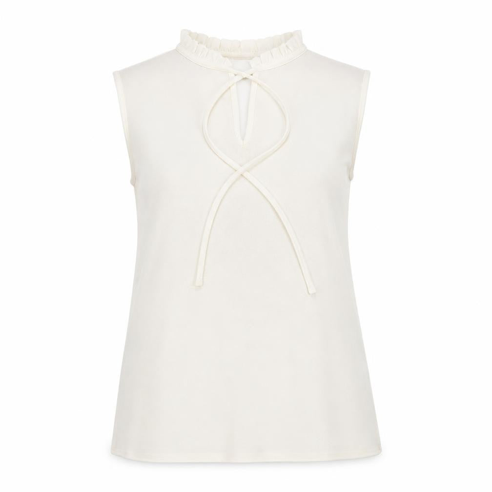 Front view of Paraphrase women’s white polyester basic blouse, size M, round neck