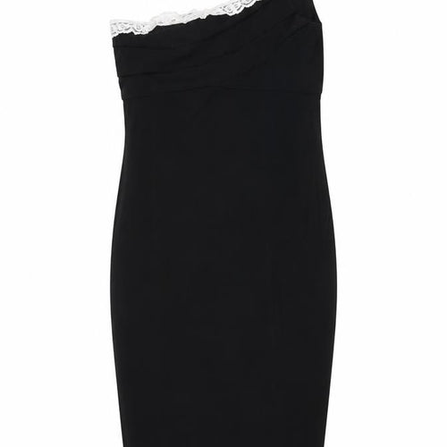 West One Womens Black Viscose Bodycon Size 10 One Shoulder Pullover - Lace Detail