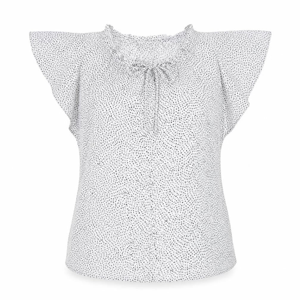 Front view of Papaya women’s white geometric polyester basic blouse, size UK 18, round neck