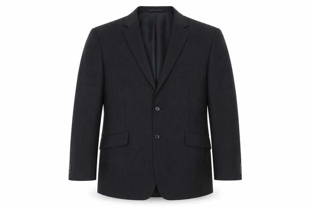 KJ Mens Black Striped Polyacrylate Fibre Jacket Suit Jacket Size 42