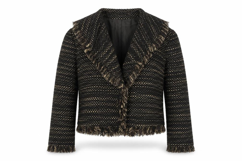Front view of Principles women’s brown jacket, size UK 12, hook & eye