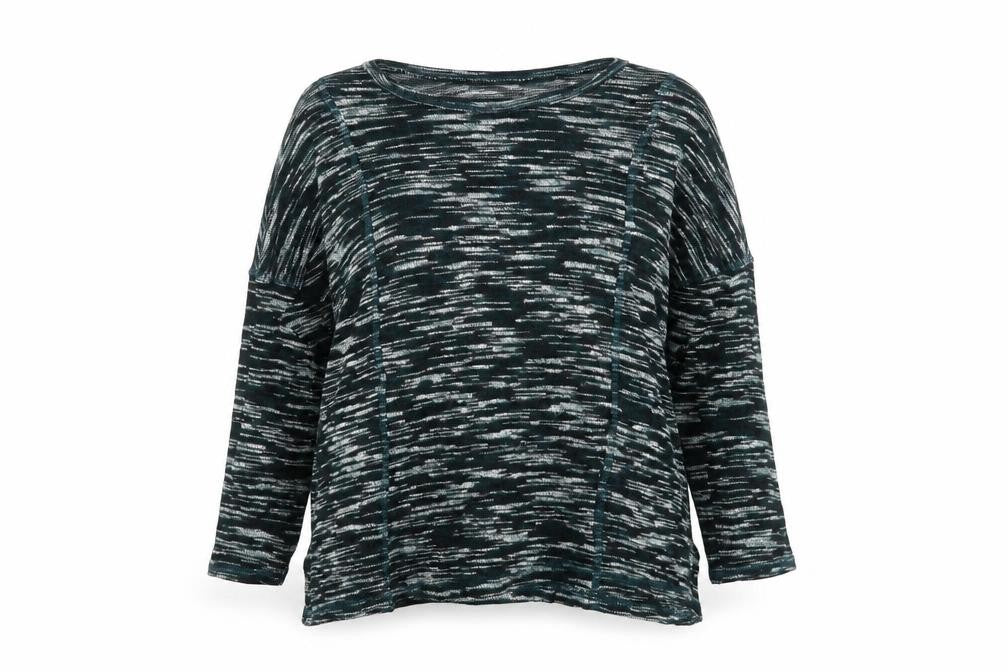 Front view of String at stars women’s green round neck viscose jumper, size XS