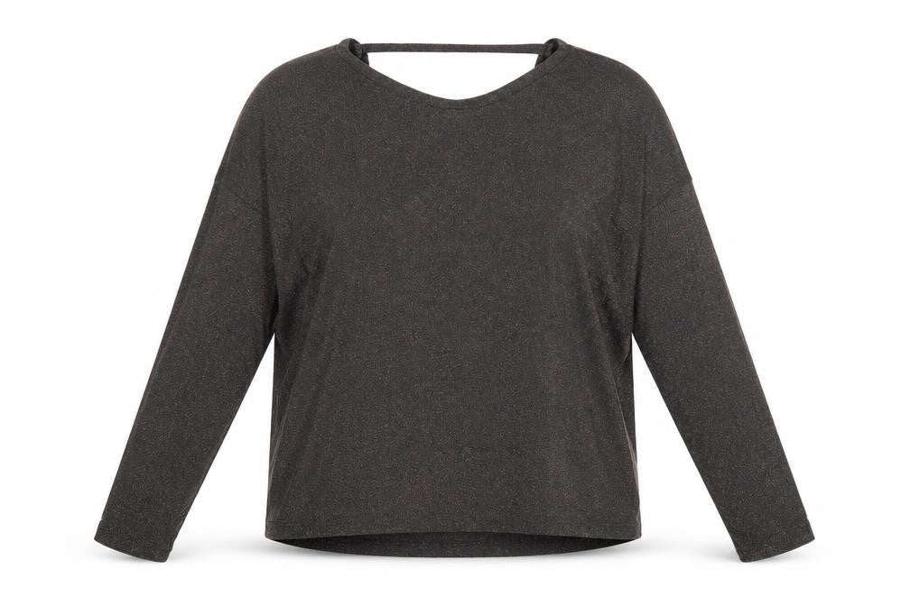 Front view of Next women’s grey boat neck viscose jumper, size UK 14