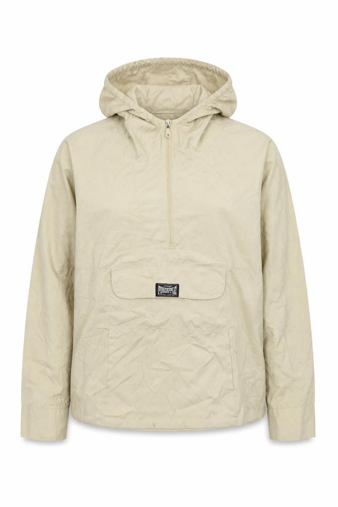 Front view of Pineapple women’s beige polyester pullover hoodie, size M, zip