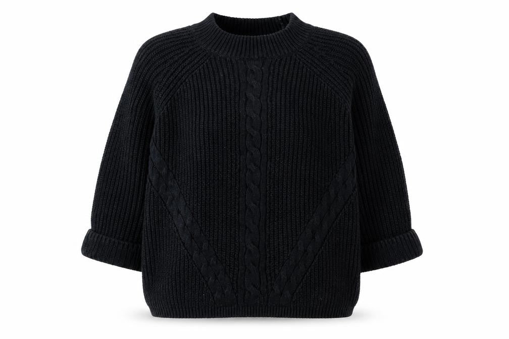 Front view of George women’s black mock neck cotton jumper, size UK 12