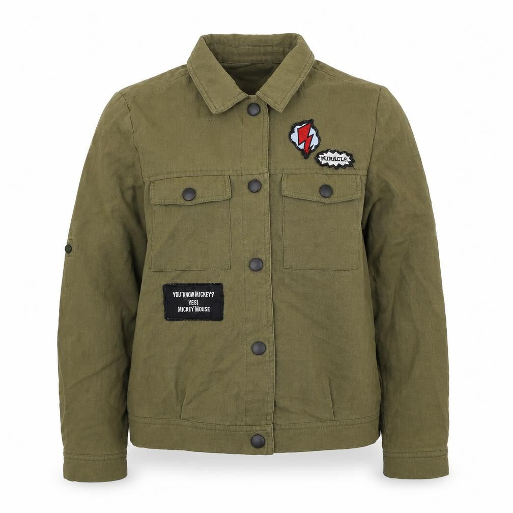 Front view of SANFU women’s green jacket, size M, button