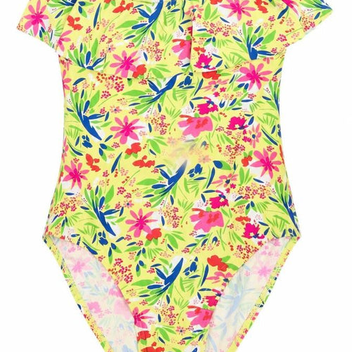 Ocean Club Womens Yellow Floral Polyester One Piece Size 8