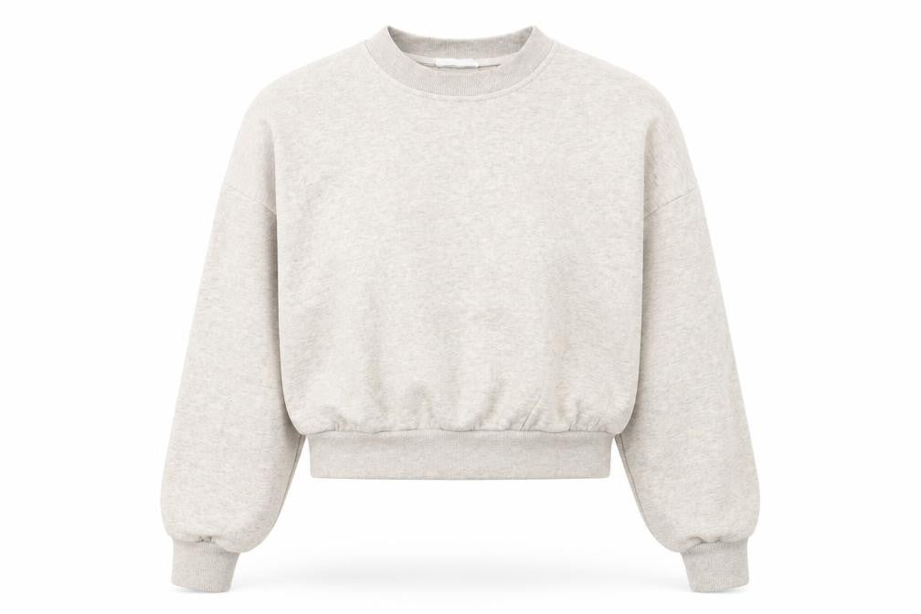 Front view of RESERVED women’s beige cotton pullover sweatshirt, size S, pullover