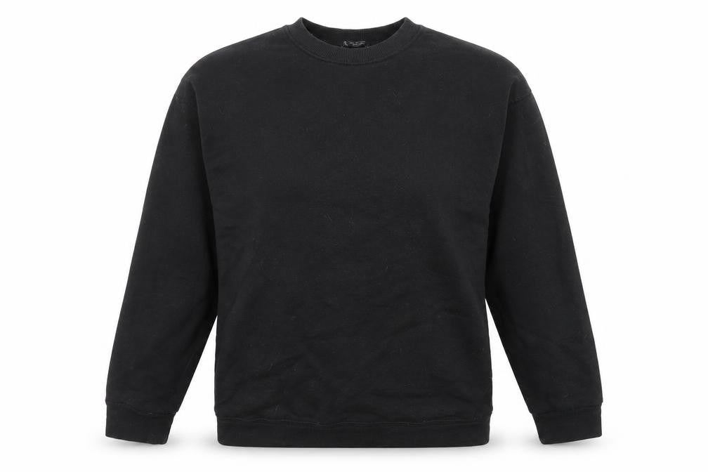 Front view of Zara women’s black cotton pullover sweatshirt, size M, pullover