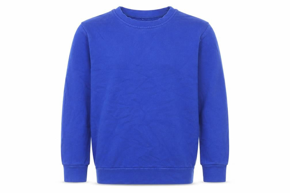 Front view of George boys’ blue cotton pullover sweatshirt, size 8-9, years pullover