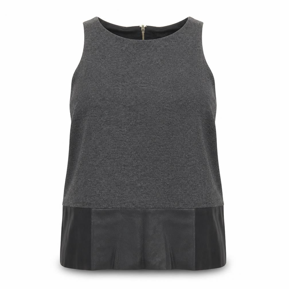 Front view of River Island women’s grey viscose basic tank, size UK 14, round neck