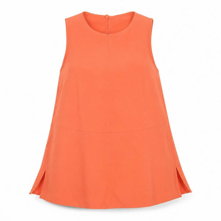 Mango Womens Orange Polyester Basic Tank Size XS Crew Neck