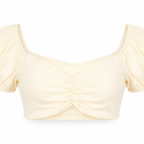 CupidFire Womens Beige Polyester Cropped T-Shirt Size 6 Sweetheart