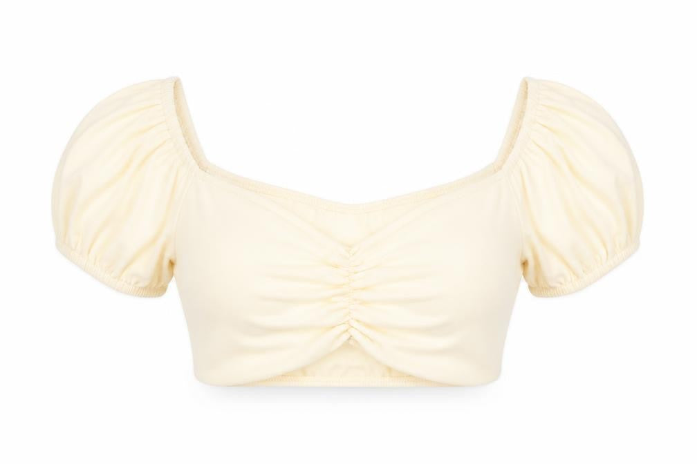 CupidFire Womens Beige Polyester Cropped T-Shirt Size 6 Sweetheart