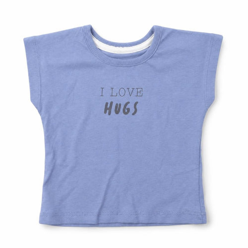 George Baby Blue Cotton Basic T-Shirt Size 3-6 Months Round Neck Pullover - I Love Hugs