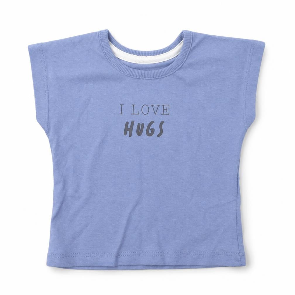 George Baby Blue Cotton Basic T-Shirt Size 3-6 Months Round Neck Pullover - I Love Hugs