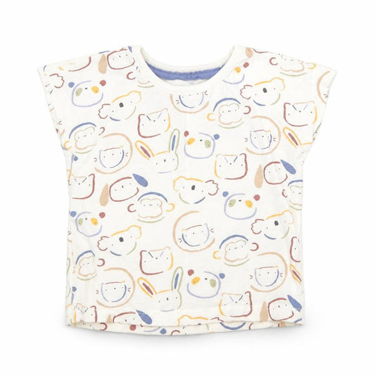 Front view of George Baby Multicoloured Geometric Cotton Basic T-Shirt, size 3-6, Months Round Neck Pullover