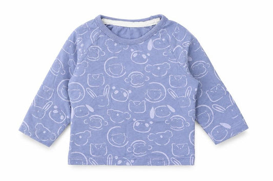 Front view of George Baby Blue Geometric Cotton Basic T-Shirt, size 3-6, Months Round Neck Pullover