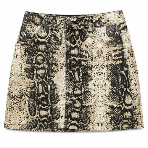 Topshop Womens Beige Animal Print Cotton Mini Skirt Size 28 in Zip - Snake Print
