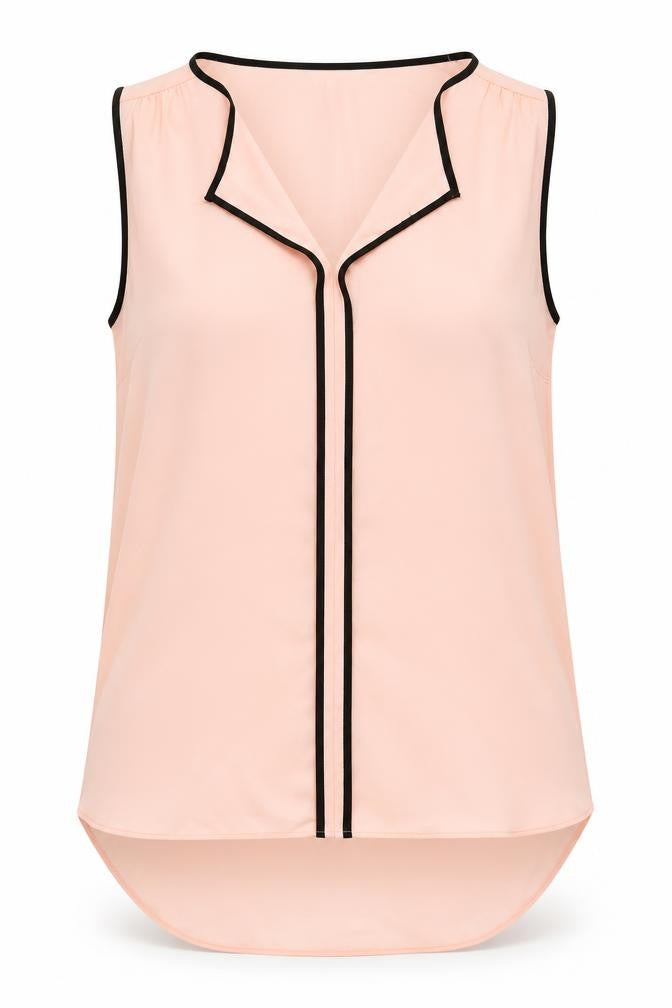 Front view of Papaya women’s pink polyester basic tank, size UK 8, v-neck