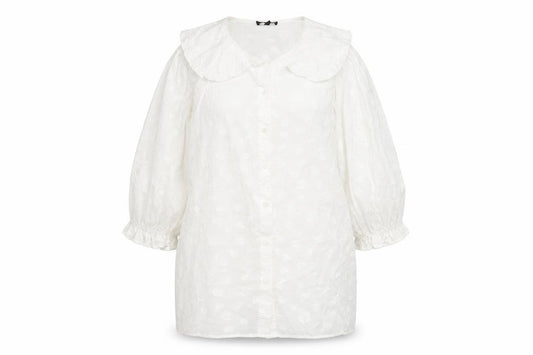 Front view of Phase Eight women’s white viscose basic button-up, size UK 16, collared