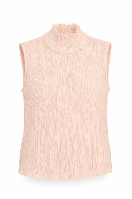 Front view of Marks & Spencer women’s pink polyester basic tank, size UK 12, mock neck