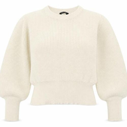 Select Womens Ivory Round Neck Cotton Pullover Jumper Size M - Tie Sleeve Detail