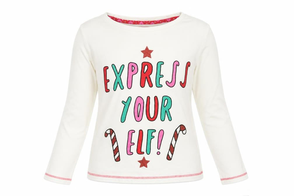 Front view of Adore women’s ivory cotton basic t-shirt, size S, round neck - express your elf