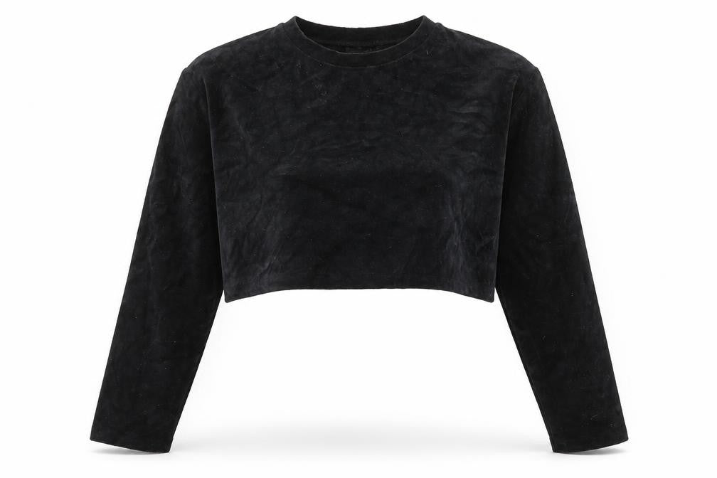 Front view of USA Pro women’s black cotton pullover sweatshirt, size UK 10, pullover - cropped