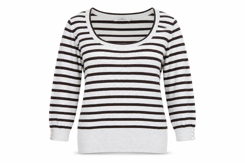 Nature Republic Womens Grey Scoop Neck Striped Viscose Pullover Jumper Size 10
